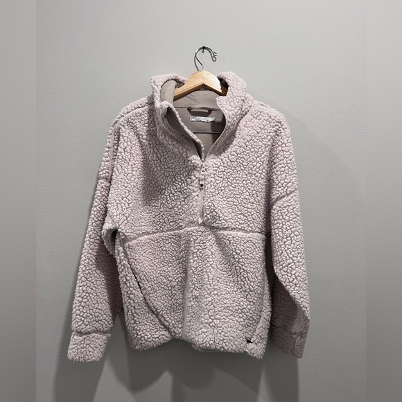 Prana Tops - Prana Fleece Jacket Womens MED White Permafrost 1/2 Zip Pullover Fluffy Hooded